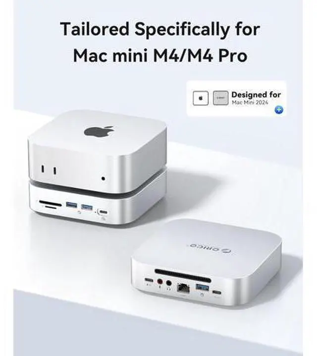 Alt view image 6 of 7 - MiniLink Mac mini M4 Dock & Stand, 2 × 10Gbps USB 3.2 Ports, 10Gbps USB C, USB A 3.0, 2.5G Ethernet Port, SD/TF, 3.5mm Headphone & Microphone Jacks, Compatible with Mac mini M4/M4 Pro (M48PR)