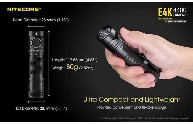 Alt view image 7 of 7 - E4K 4400 Lumen EDC Compact Rechargeable Flashlight with LumenTac Organizer