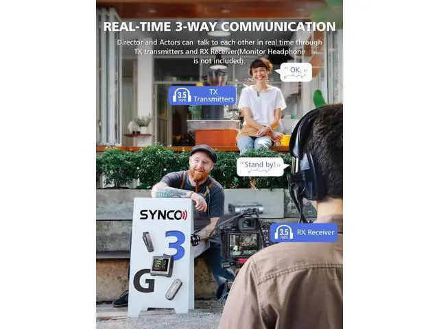 Alt view image 3 of 6 - SYNCO Wireless Lavalier Microphone, G3 Lapel Mic Grey Triple Channel Transmission up to 250m for DSLR Camera Smartphone Laptop for YouTube Streaming Vlogging, Wireless-Lavalier-Recording-Video-Mic
