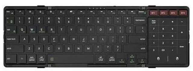Main image of Foldable Bluetooth Keyboard, 4-Channel Wireless, Multi-Device Rechargeable, Compatible with Windows, Mac, Android, iOS
