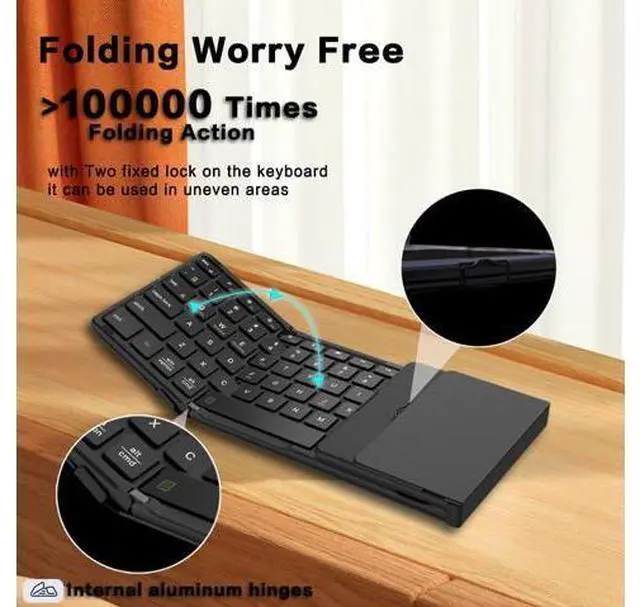 Alt view image 6 of 6 - Foldable Bluetooth Keyboard, 4-Channel Wireless, Multi-Device Rechargeable, Compatible with Windows, Mac, Android, iOS