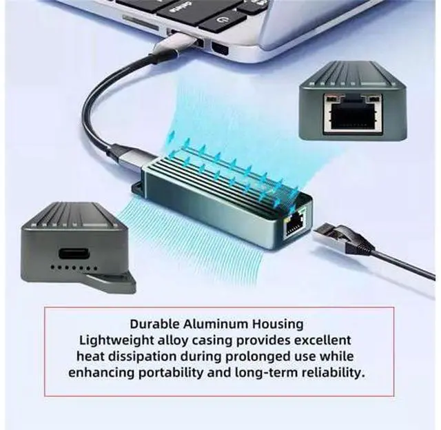 Alt view image 5 of 7 - USB-C Type-C USB4 USB3.2 Gen2 to 10Gbps GBE Gigabit 10000Mbps 5Gbps 2.5Gbps Ethernet Network LAN Cable Adapter RTL8159 for Desktop Laptop NAS