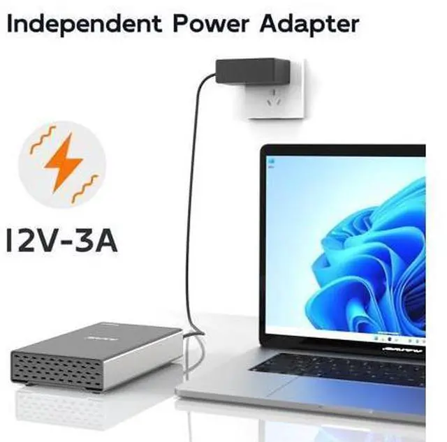 Alt view image 6 of 6 - External Hard Drive Enclosure for M.2 NVMe SSD and 2.5/3.5 Inch SATA SSD/HDD, Bidirectional Clone NVMe and SATA, USB 3.2 Gen2 (10Gbps) Type-C Hard Disk Adapter Docking Station