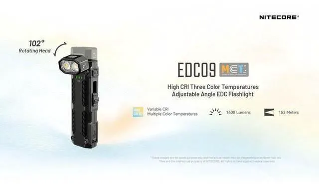 Alt view image 2 of 7 - EDC09 1600 Lumens EDC Flashlight, 102° Rotating Swivel Head 3 Color Temperatures USB-C Rechargeable Magnetic Tail Stainless Steel Body Waterproof