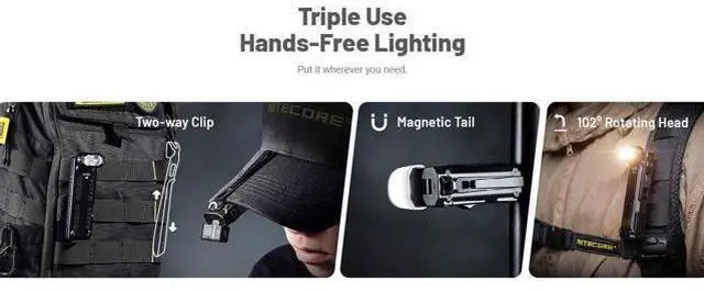 Alt view image 7 of 7 - EDC09 1600 Lumens EDC Flashlight, 102° Rotating Swivel Head 3 Color Temperatures USB-C Rechargeable Magnetic Tail Stainless Steel Body Waterproof