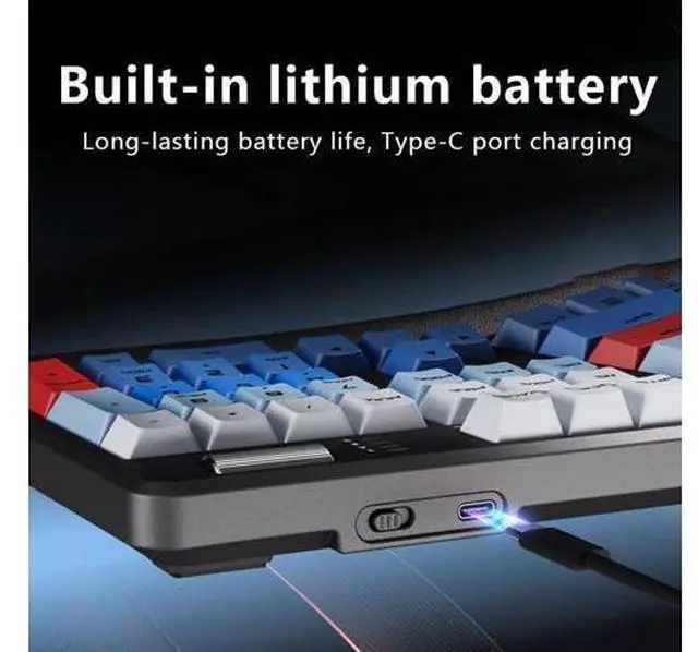 Alt view image 6 of 7 - 3-Mode Rechargeable Wireless Mechanical Keyboard 5000mAh Battery, Bluetooth 5.3/2.4G / USB-C Wired, 18 RGB Lighting Effects, Ergonomic Keyboard for Windows Computer Desktop Laptop