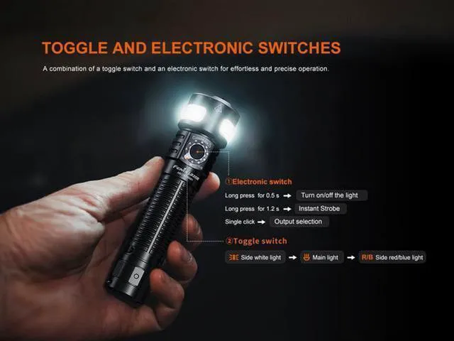 Alt view image 5 of 7 - LD35R 1800 Lumens USB-C Rechargeable Flashlight, with White, Red, and Blue Multi-Color Outputs 360 Degree Illumination and Lumentac Organizer