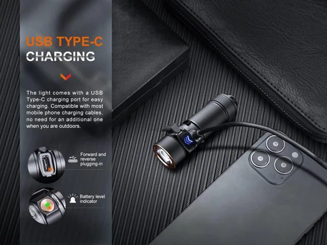 Alt view image 5 of 7 - E18R V2.0 1200 Lumens EDC USB-C Rechargeable Flashlight with 2X Power Sources and a Lumentac Organizer