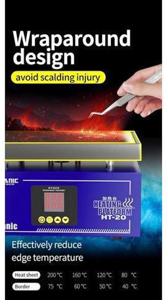 Alt view image 5 of 7 - Heating Table MECHANIC HT-20 Intelligent Constant Temperature Double Digital Display for Repair Mobile Phone PCB Heat Platform