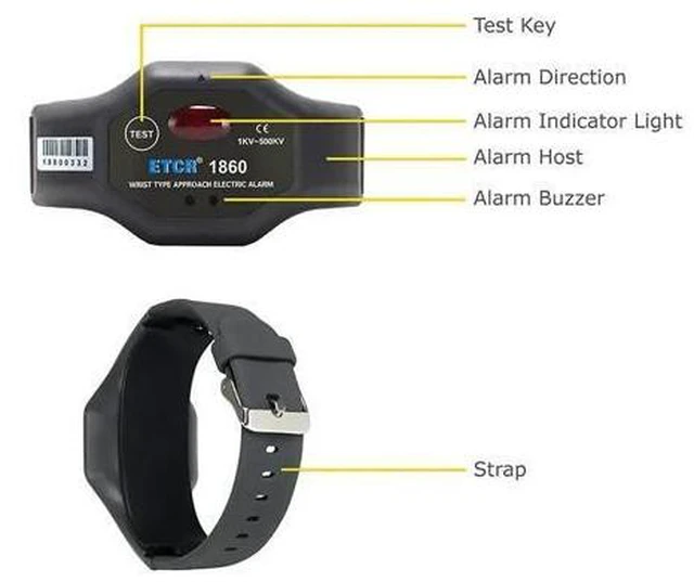 Alt view image 3 of 6 - HV PPE Approach Electric Alarm ETCR1860/ETCR1860C Wrist Type High Voltage Approach Electric Alarm(ETCR1860C)