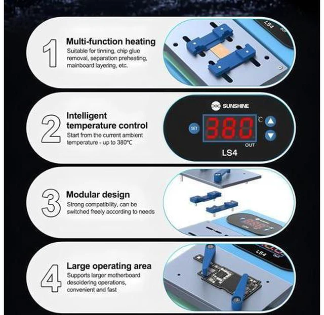 Alt view image 3 of 7 - LS4 Intelligent Multi-function heating Glue removal and layering heating machine for tinning, chip glue removal,mainboa