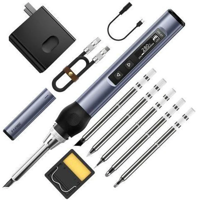 Main image of HS-01 Digital Soldering Iron Kit, DC/PD 96W/65W Fast Heating, 180-780 Adjustable Temperature, OLED Digital Display, Auto Sleep Function, 6 Soldering Tips, for Precision Electronics Repair