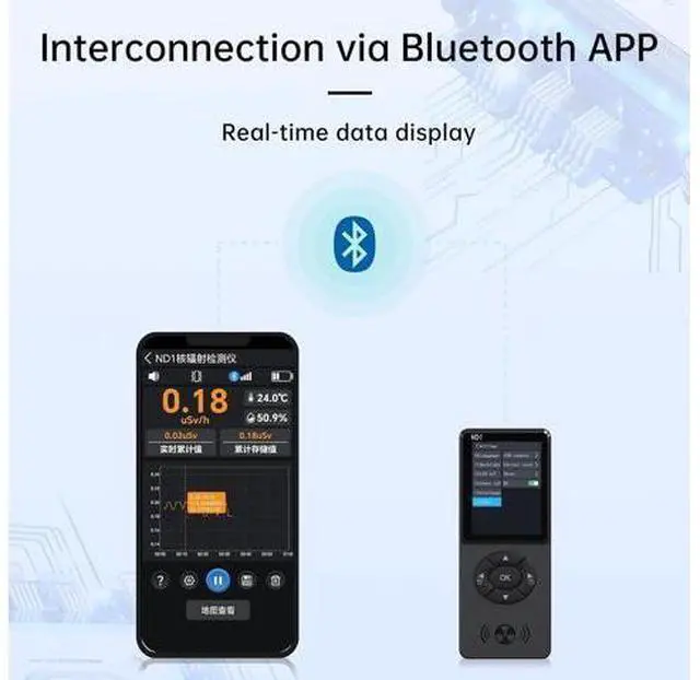 Alt view image 5 of 6 - Geiger Counter Nuclear Radiation Detector, ND1 Portable Handheld Beta,Gamma X-ray, LCD Display,Rechargeable Radiation Monitor Meter,Temperature and Humidity Monitor Meterfor Home