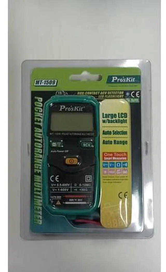 Alt view image 2 of 7 - Tools Solutions MT-1509 Pocket Autorange Multimeter Non-Contact ACV Detector LED Flashlight CE EN61010-1 CATIII 600V 3 1/2 Digits 1999 Counts, 0.5% Best Accuracy(MT-1509)