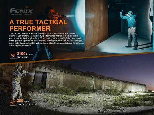 Alt view image 3 of 7 - TK16 V2.0 3100 Lumen USB-C Rechargeable Tactical Flashlight | Dual tail switch with instant strobe, 415 Yards long throw, IP68 waterproof, tungsten steel glass breaker foremergency use