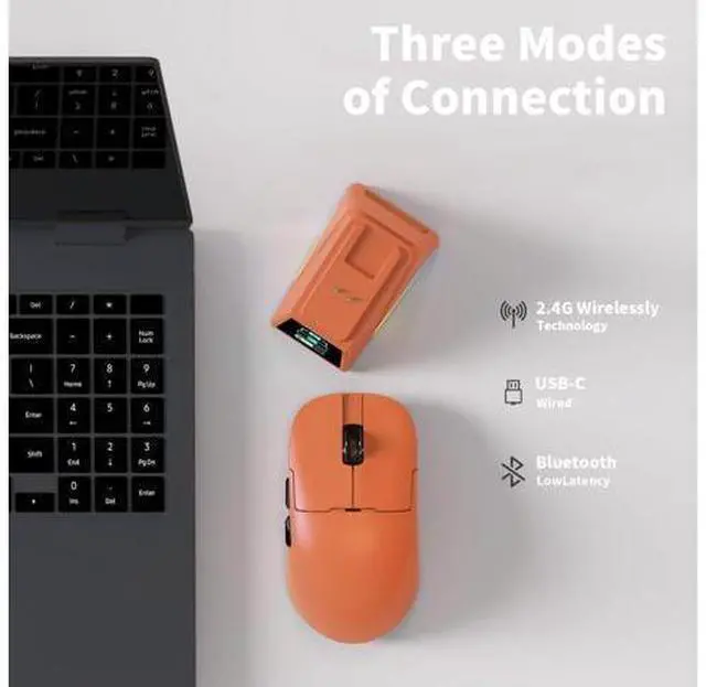 Alt view image 3 of 6 - AJAZZ AJ159 APEX Wireless Gaming Mouse 2.4G Wired BT|RGB Magnetic Screen Charging Dock|Lightweight|42K Optical Tracking|400mAh Battery |PAW3950APEX Sensor.