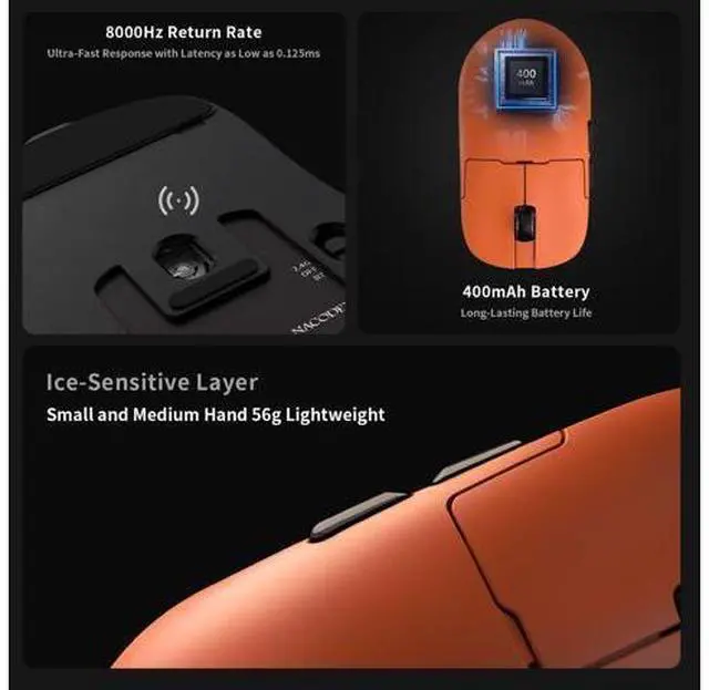 Alt view image 6 of 6 - AJAZZ AJ159 APEX Wireless Gaming Mouse 2.4G Wired BT|RGB Magnetic Screen Charging Dock|Lightweight|42K Optical Tracking|400mAh Battery |PAW3950APEX Sensor.