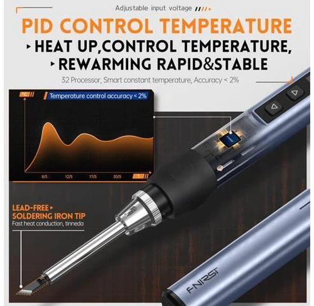 Alt view image 5 of 6 - HS-01 Digital Soldering Iron Kit, DC/PD 96W/65W Fast Heating, 180-780 Adjustable Temperature, OLED Digital Display, Auto Sleep Function, 6 Soldering Tips, for Precision Electronics Repair