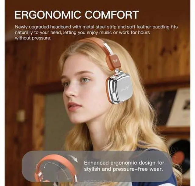 Alt view image 3 of 7 - R2 Retro Classic Wireless Headphones,On Ear Headset,Ergonomic Design,40mm Drivers, ENC Clear Call, Bluetooth & Wired Dual Mode, 60H Playback,Throwback 80s 90s,OOTD(Brown)