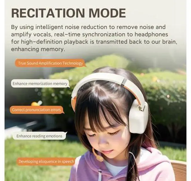 Alt view image 3 of 7 - Kids Over Ear Headphones V5.3 Children's, Hearing Protection Earmuffs, with Microphone, Recitation Headset, Suitable for School, Foldable Wired in Earphones (Blue)