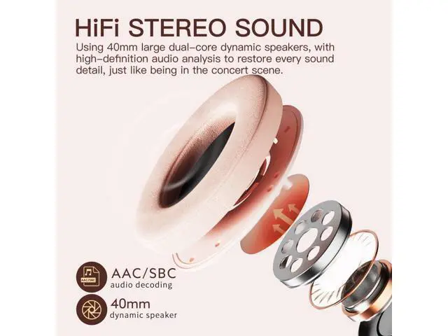 Alt view image 2 of 7 - T1 Wireless Bluetooth Headphones Over Ear Wired Headset,Deep Bass,50H Playback,Built-in Mic Foldable & Portable,3.5mm Aux-in,Compatible iOS/Android for Travel/Home Office/School(Pink 1.0)