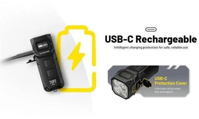Alt view image 6 of 7 - TUP2 (Tup 2) 1200 Lumen Rechargeable Metal Keychain Flashlight Multi-Color Temperature (Warm/Neutral/Cool) EDC Light USB-C Fast Charging Digital Display Lightweight with NSticker (Orange)