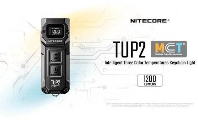 Alt view image 2 of 7 - TUP2 (Tup 2) 1200 Lumen Rechargeable Metal Keychain Flashlight Multi-Color Temperature (Warm/Neutral/Cool) EDC Light USB-C Fast Charging Digital Display Lightweight with NSticker (Orange)
