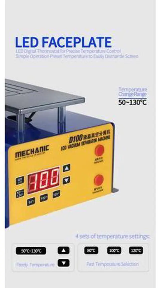 Alt view image 5 of 7 - D100 D200 LCD Screen Separator With Powerful Suction for Mobile Phone LCD Touch Screen Pre-Heating Removal Repair(D100)