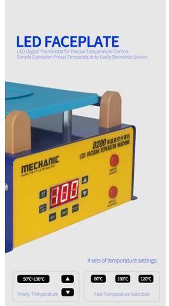 Alt view image 5 of 7 - D100 D200 LCD Screen Separator With Powerful Suction for Mobile Phone LCD Touch Screen Pre-Heating Removal Repair(D200)