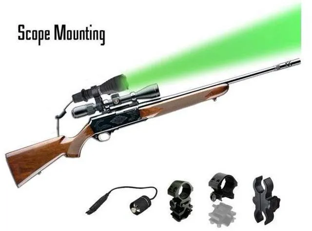 Alt view image 4 of 6 - H30-G Green Predator Premium 273 Yards Rechargeable Hog Hunting Light with Scope Mount, Rail Mount, Barrel Mount, Remote Pressure Switch & Charger Kit