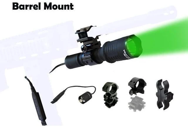 Alt view image 6 of 6 - H30-G Green Predator Premium 273 Yards Rechargeable Hog Hunting Light with Scope Mount, Rail Mount, Barrel Mount, Remote Pressure Switch & Charger Kit