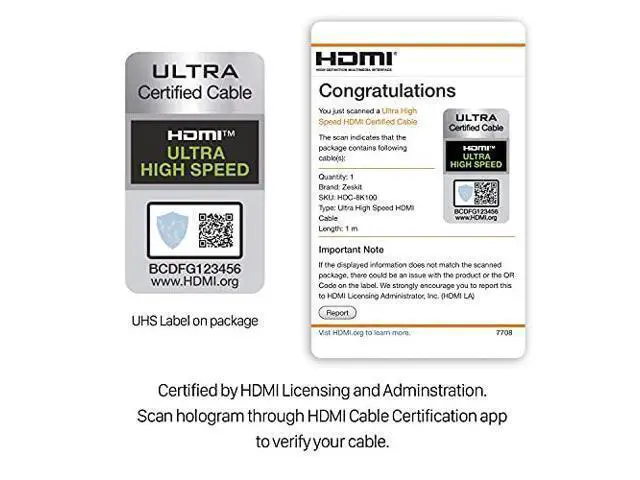 Alt view image 2 of 6 - Certified 2.1 8K HDMI Cable 48Gbps 4K120Hz Compatible with Soundbar eARC HDR10 VRR Dolby Vision Atmos HDCP 2.2 2.3 PS5 Xbox Series X Apple TV Roku (Ultra High Speed, Maya CL3 In Wall Long 23ft)