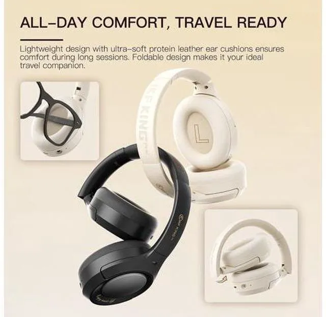 Alt view image 7 of 7 - King Pro Wireless Over-Ear Bluetooth Headphones with Active Noise Cancellation(ANC), HiFi Hi-Res Sound,Transparency Mode,125H Playback, Detachable Mic,Wired Audio (Purple)