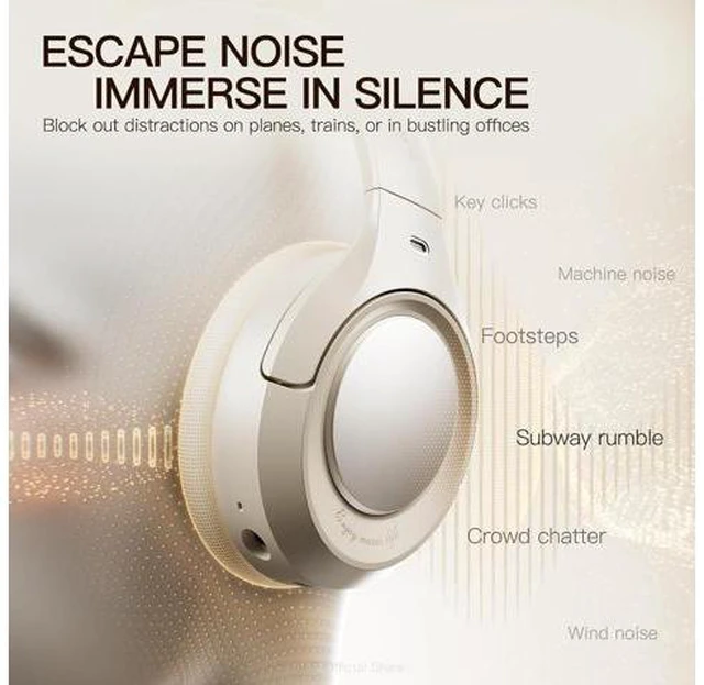 Alt view image 2 of 7 - King Pro Wireless Over-Ear Bluetooth Headphones with Active Noise Cancellation(ANC), HiFi Hi-Res Sound,Transparency Mode,125H Playback, Detachable Mic,Wired Audio (Purple)