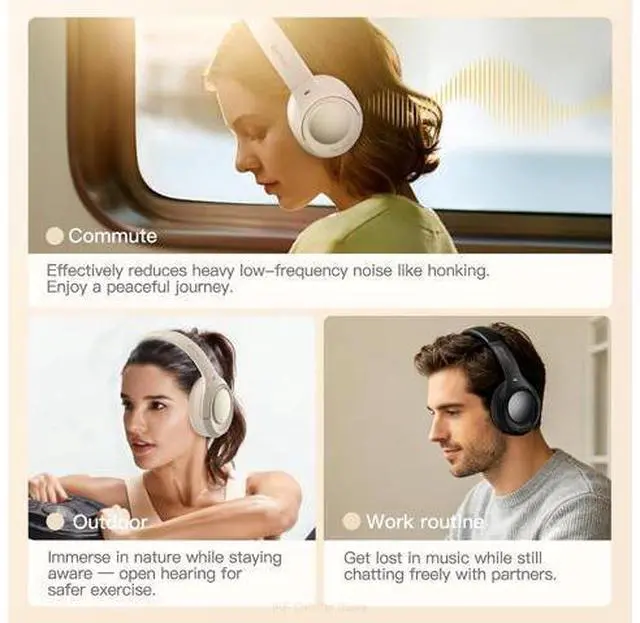 Alt view image 3 of 7 - King Pro Wireless Over-Ear Bluetooth Headphones with Active Noise Cancellation(ANC), HiFi Hi-Res Sound,Transparency Mode,125H Playback, Detachable Mic,Wired Audio (Purple)