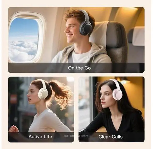 Alt view image 6 of 6 - T1 Pro Wireless Bluetooth Over Ear Headphones, 100H Playback, HiFi Sound,Multi-Device Connection, Foldable Design, Wired Mode, for Travel/Work/Gaming/School (Vintage)