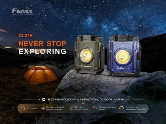 Alt view image 5 of 7 - CL27R Camping Lantern Flashlight, 1600 lumens USB-C Rechargeable Waterproof Portable with White and Red LEDs and Lumentac Organizer for Hurricane Power Outage Emergency and Job Sites (Blue)