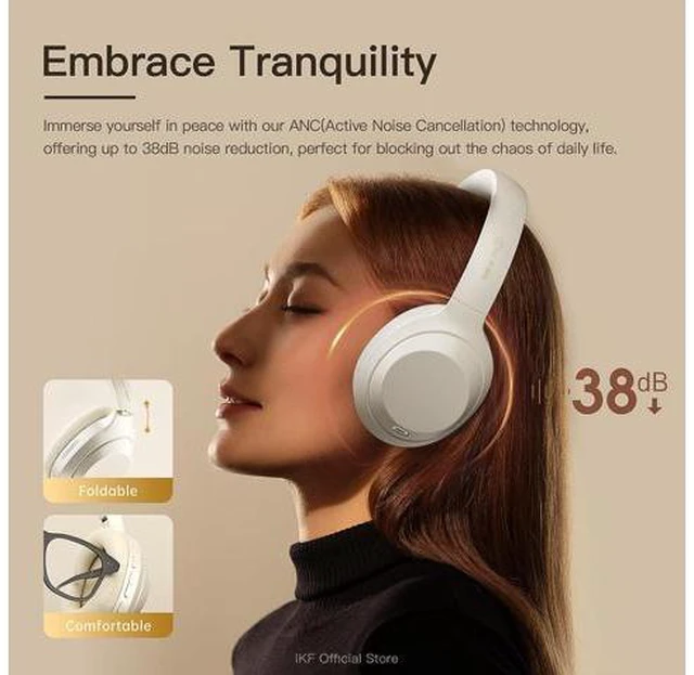 Alt view image 2 of 7 - T1 Max Wireless Bluetooth Over Ear Headphones,Active Noise Cancellation, Up to 100H Playback, HiFi Sound 40mm Drivers,Dual Device Connection, Wired Mode,for Travel, Work, Gaming,School (Blue)