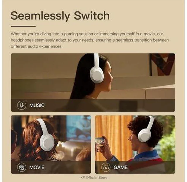 Alt view image 6 of 7 - T1 Max Wireless Bluetooth Over Ear Headphones,Active Noise Cancellation, Up to 100H Playback, HiFi Sound 40mm Drivers,Dual Device Connection, Wired Mode,for Travel, Work, Gaming,School (Blue)