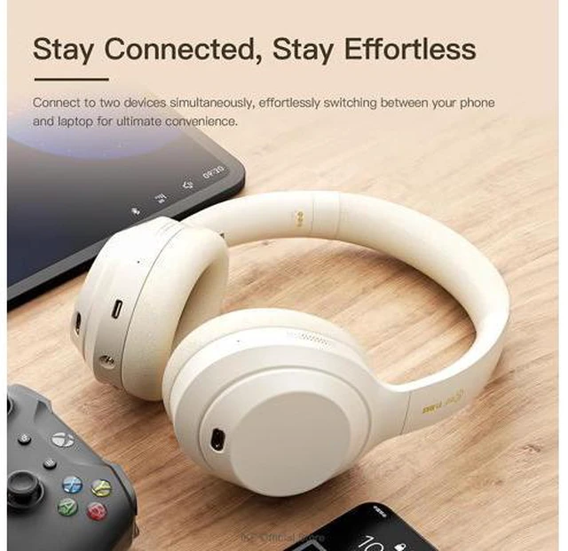 Alt view image 7 of 7 - T1 Max Wireless Bluetooth Over Ear Headphones,Active Noise Cancellation, Up to 100H Playback, HiFi Sound 40mm Drivers,Dual Device Connection, Wired Mode,for Travel, Work, Gaming,School (Blue)