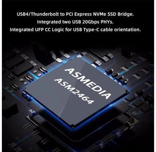 Alt view image 4 of 7 - Type-C USB4 40Gbps to PCI-E 4.0 X4 SSD NVME NGFF M-Key Enclosure USB-C 20Gbps ASM2464 Chipset