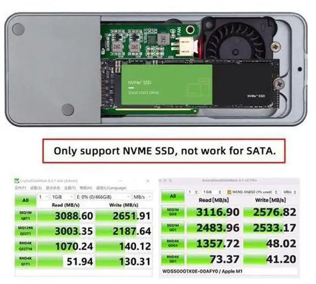 Alt view image 6 of 7 - Type-C USB4 40Gbps to PCI-E 4.0 X4 SSD NVME NGFF M-Key Enclosure USB-C 20Gbps ASM2464 Chipset