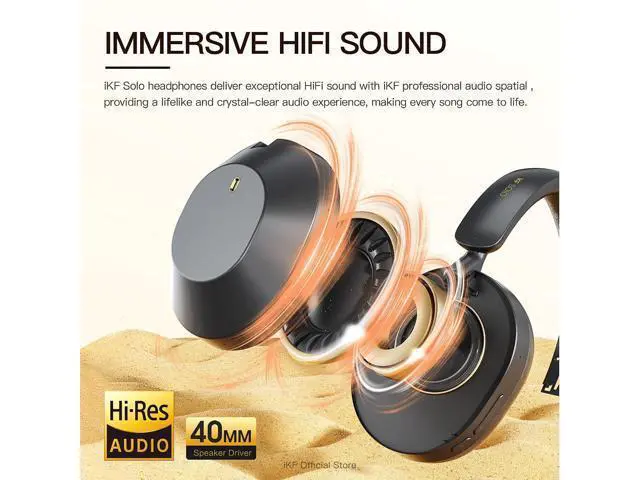 Alt view image 5 of 7 - Solo Wireless Over Ear Headphones,Active Noise Cancelling, 40mm Speakers,130H Playback, Transparency Mode, Foldable, 35ms Low Latency, USB Audio with External Mic, App Customization (Black)