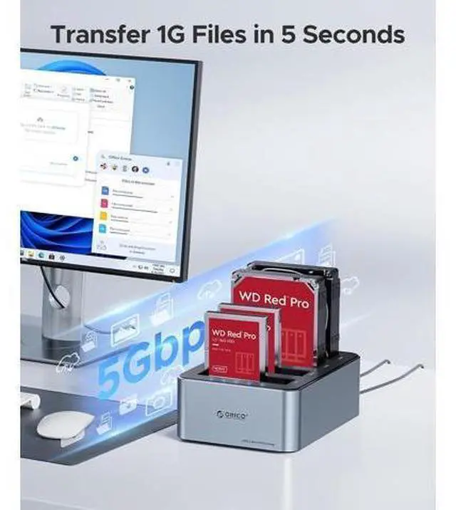 Alt view image 4 of 7 - USB-C Hard Drive Docking Station with Offline Clone 4 Bay Aluminum USB 3.2 Gen 1 for 2.5''/3.5'' SSD HDD Up to 20TB(4*20) -6646C3