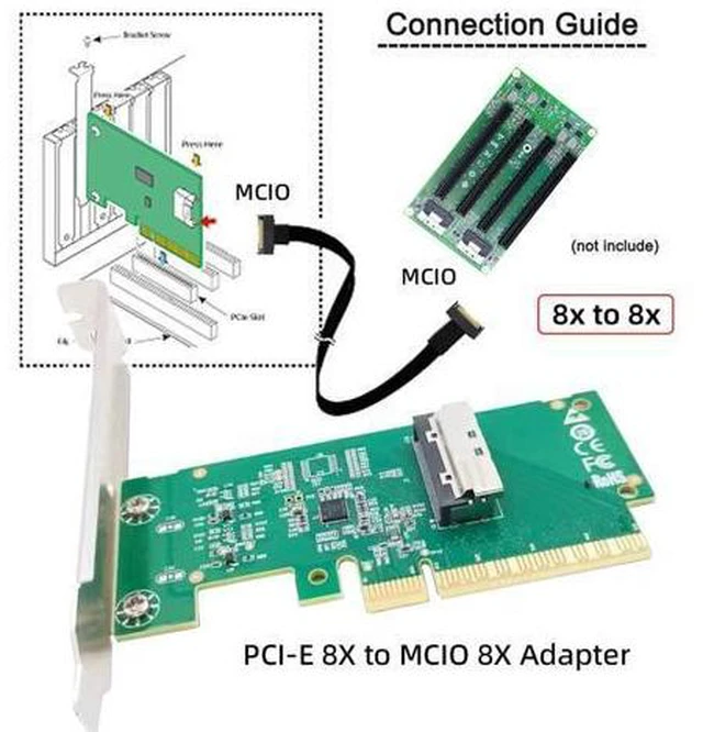 Alt view image 4 of 7 - PCIE5.0 PCI-Express 8X to MCIO 8i Mini Cool Edge IO SFF-TA-1016 VROC Adapter for Mainboard SSD Graphics Card
