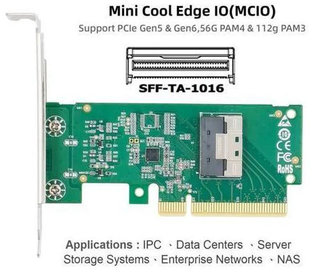 Alt view image 5 of 7 - PCIE5.0 PCI-Express 8X to MCIO 8i Mini Cool Edge IO SFF-TA-1016 VROC Adapter for Mainboard SSD Graphics Card