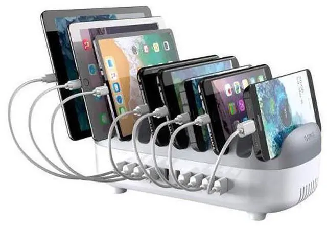 Main image of USB Charging Station, 120W Charging Docking Organizer for Multiple Devices, 10-Ports USB Charging Station Compatible with iPad, iPhone, Tablet, Kindle and Cell Phones (Cables not Included)