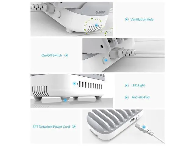 Alt view image 5 of 7 - USB Charging Station, 120W Charging Docking Organizer for Multiple Devices, 10-Ports USB Charging Station Compatible with iPad, iPhone, Tablet, Kindle and Cell Phones (Cables not Included)