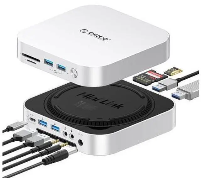 Main image of Mac mini M4 Dock and Stand with NVMe SSD Enclosure for Mac mini M4 and M4 Pro 2024, 9-in-1 USB Hub 10G USB A/C, SD/TF, Audio-MiniLink M49P