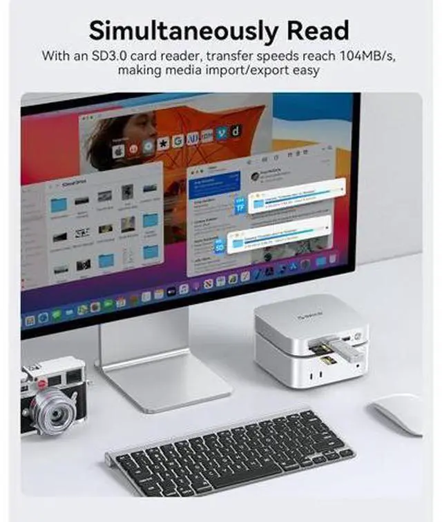 Alt view image 6 of 7 - Mac mini M4 Dock and Stand with NVMe SSD Enclosure for Mac mini M4 and M4 Pro 2024, 9-in-1 USB Hub 10G USB A/C, SD/TF, Audio-MiniLink M49P